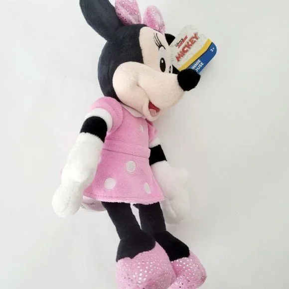 Minnie Mouse DISNEY 10" Plush Stuffed Animal Pink Polka Dot Bling - Picture 7 of 9